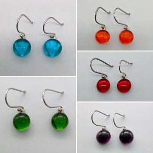 Transparent glass dangles in stunning colours