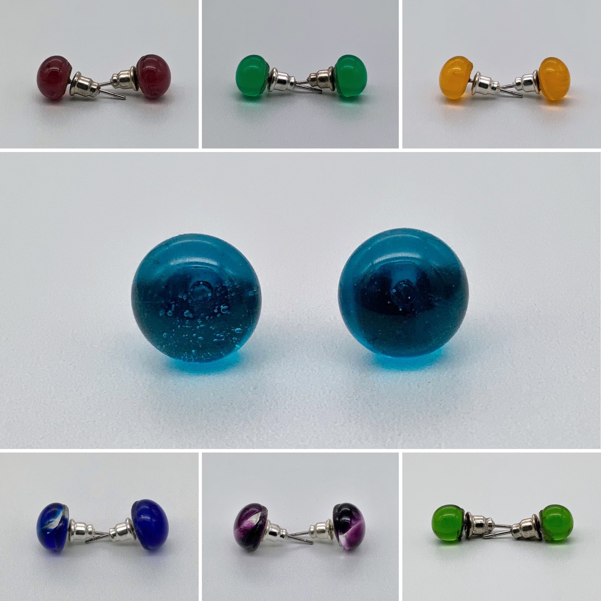 Transparent glass studs in gorgeous colours