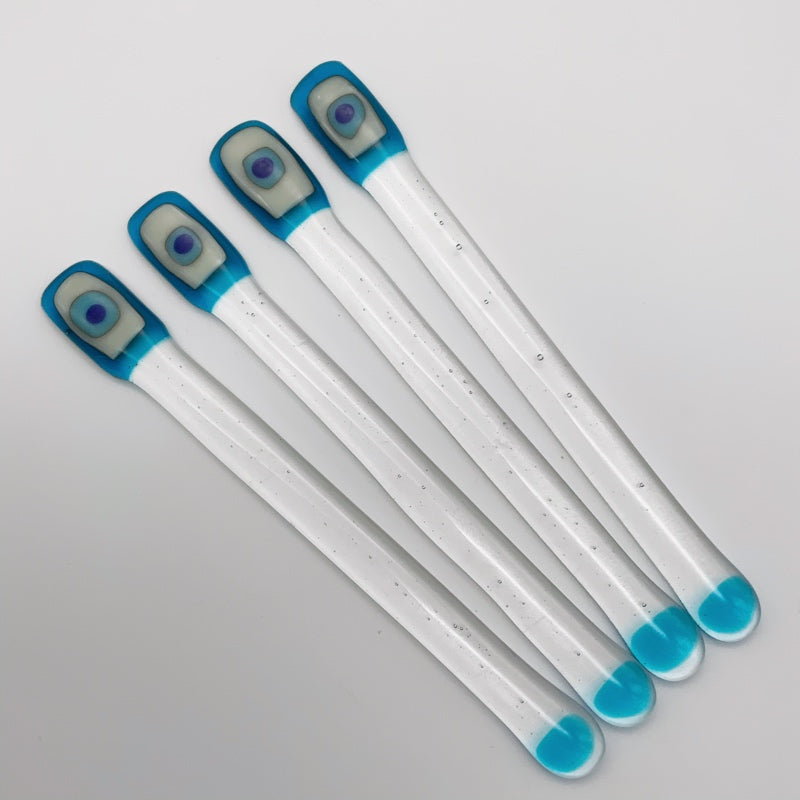 Turquoise glass swizzle sticks
