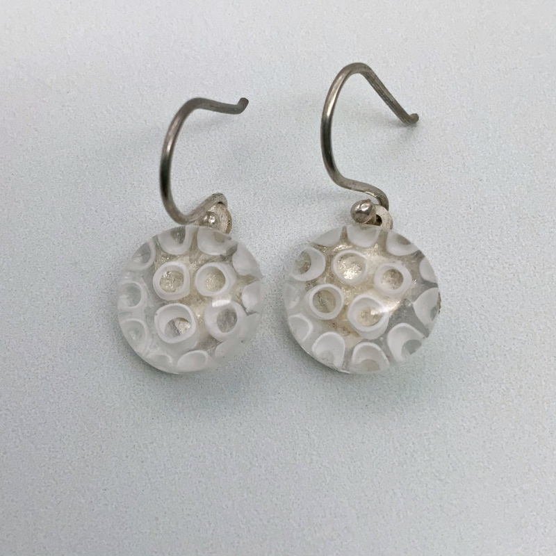White Murano glass dangle earrings