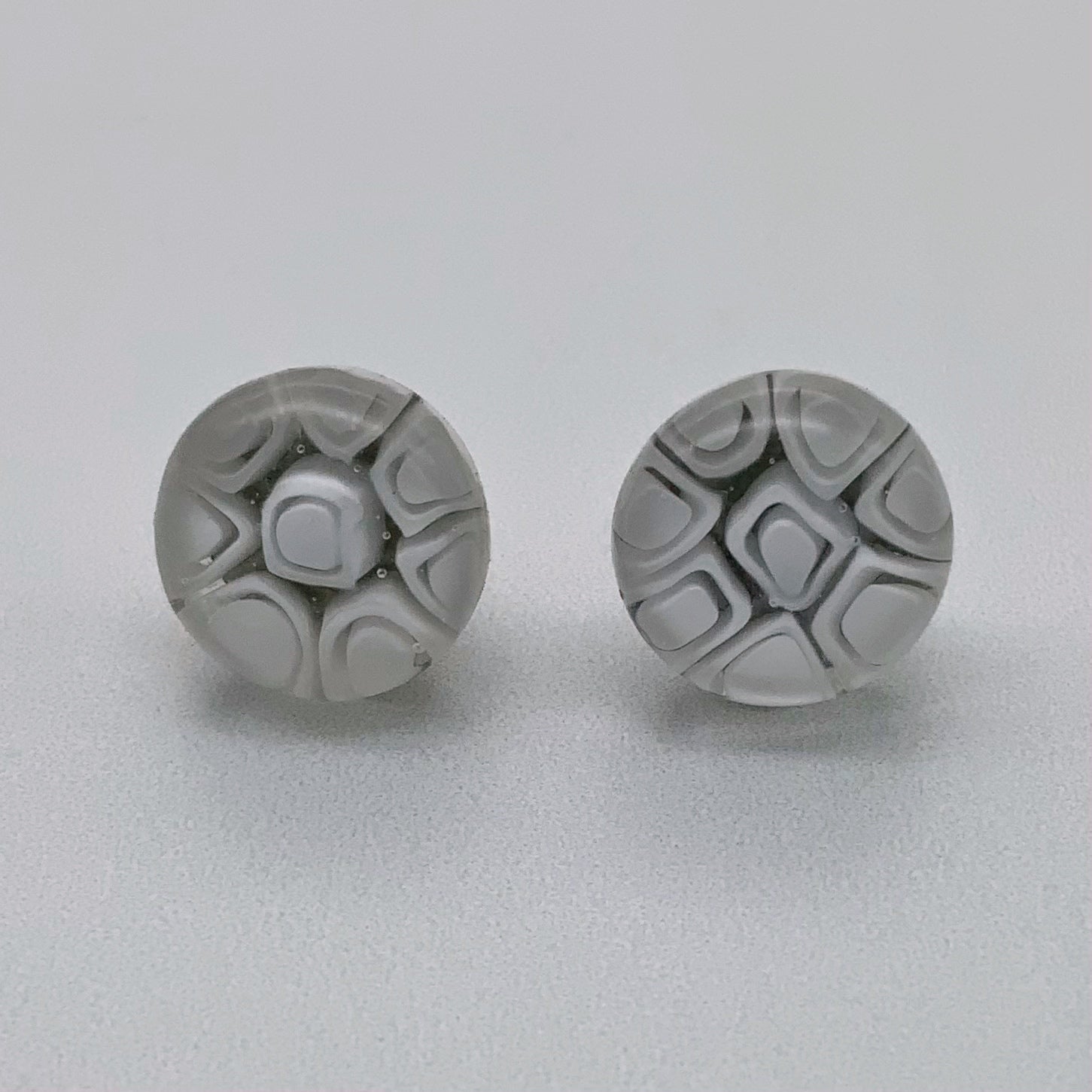White Murrini glass stud earrings