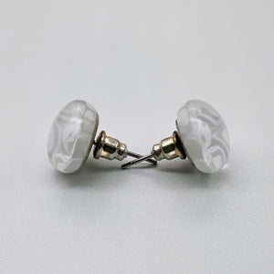 White Murrini glass stud earrings