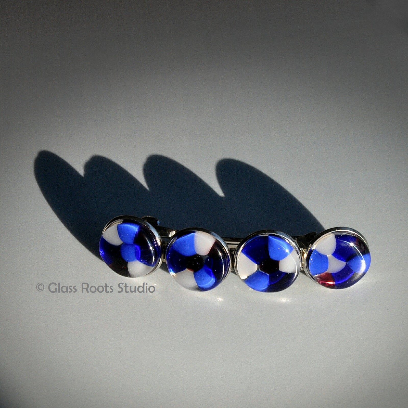 Glass Barrette Hairclip - blues