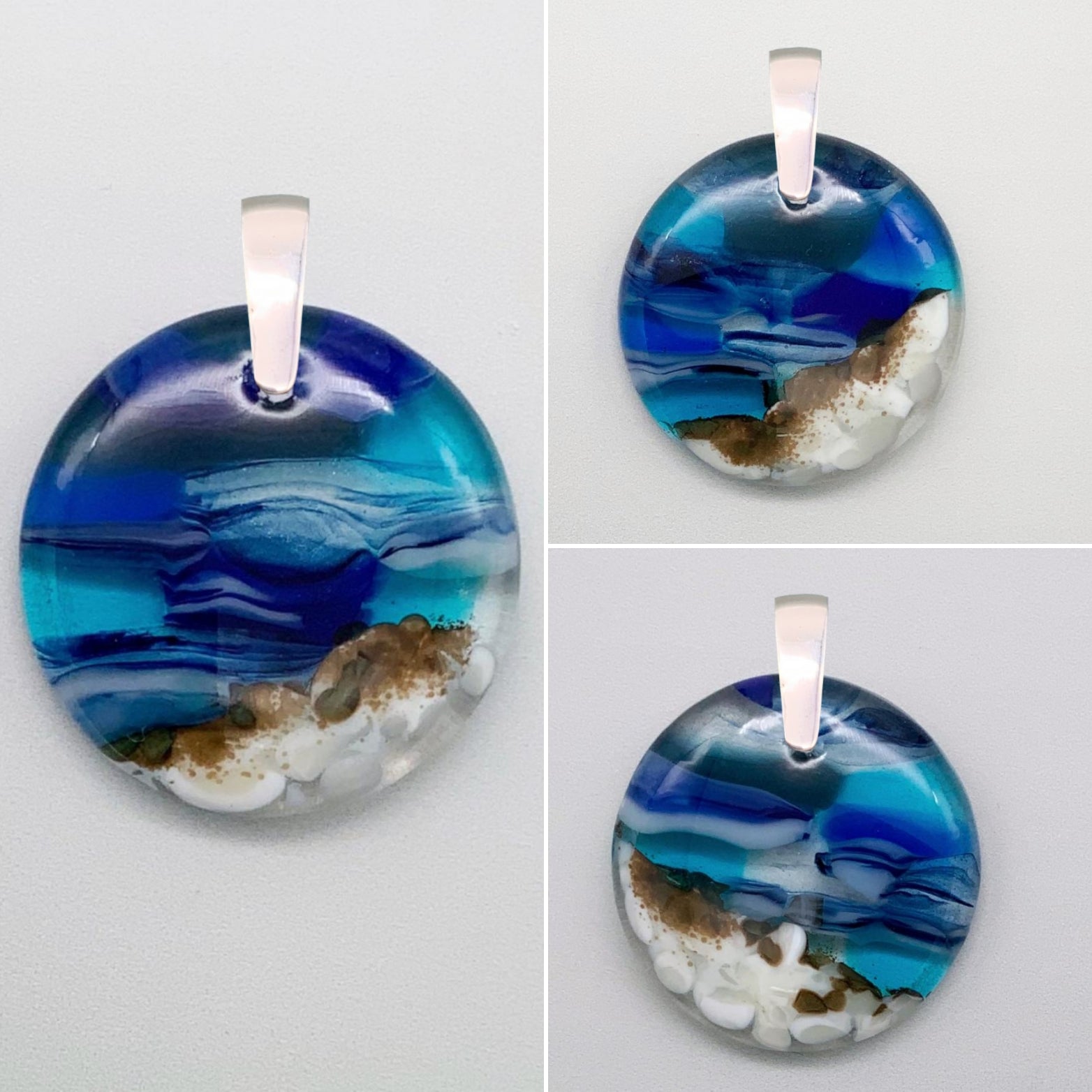 Seascape 35mm round glass pendant